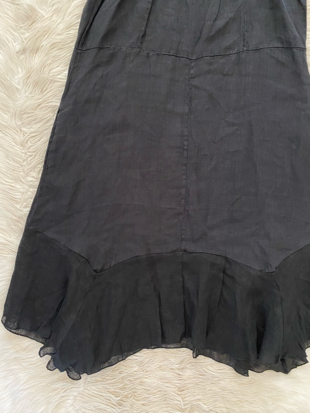 Dylan Black Linen Hazel Midi Dress Sleeveless Handkerchief Hem Minimalist Causal - Picture 8 of 11